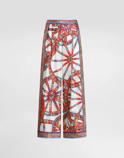 Dolce & Gabbana Carretto-print Silk Twill Vanity Trousers In Multi