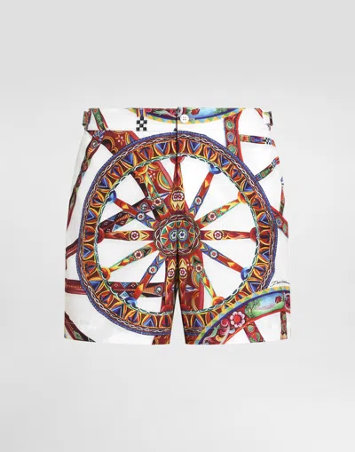 Dolce & Gabbana Carretto-print Swim Boxer Shorts In Multi