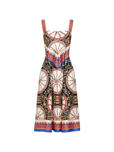 Dolce & Gabbana Carretto-print Twill Dress In Black