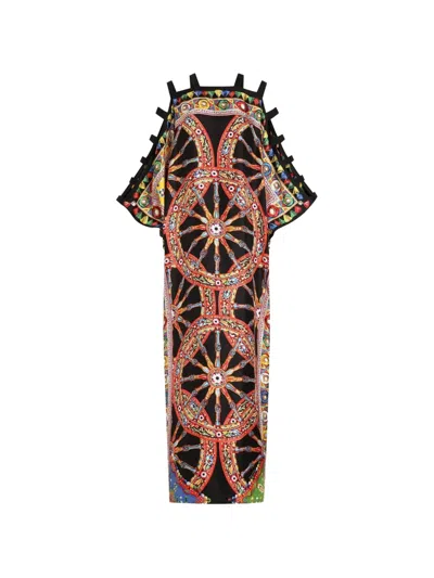 Dolce & Gabbana Carretto-print Twill Kaftan Dress In Multi