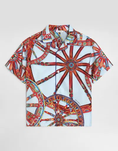 Dolce & Gabbana Kids' Carretto-print Twill Shirt In Multi
