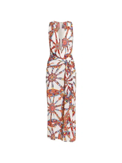 Dolce & Gabbana Carretto-print Viscose Jersey Dress In White