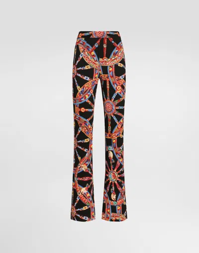 Dolce & Gabbana Carretto-print Viscose Jersey Leggings In Multi