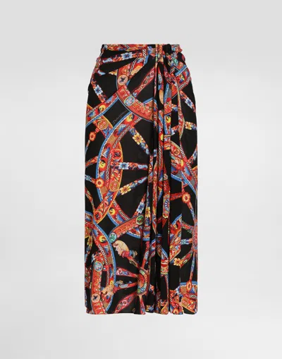 Dolce & Gabbana Carretto-print Viscose Jersey Skirt In Animal Print