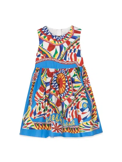 Dolce & Gabbana Kids' Abstract-pattern Cotton Dress In Multicolour