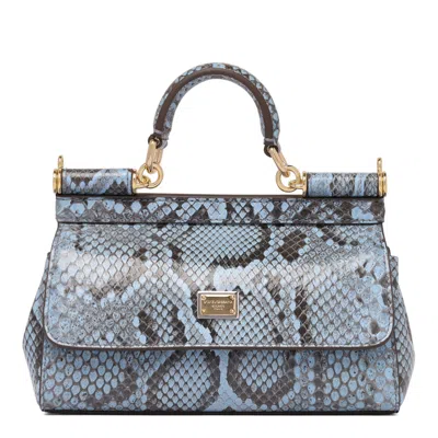 Dolce & Gabbana Carta Zucchero Python Bag In Blue