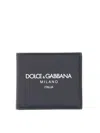 Dolce & Gabbana Black Wallet With Contrsting Print In Smooth Leather Man In Blue