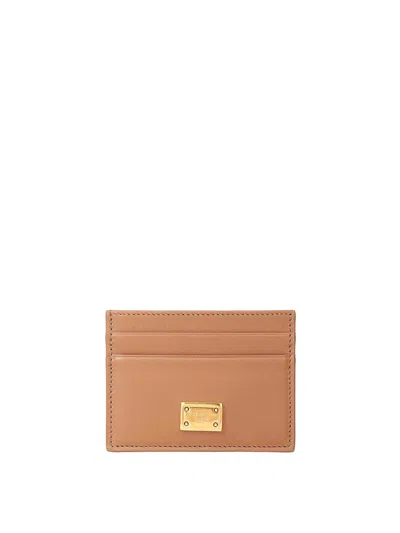 Dolce & Gabbana Veal Leather Plonge Caramel Color Leather In Brown