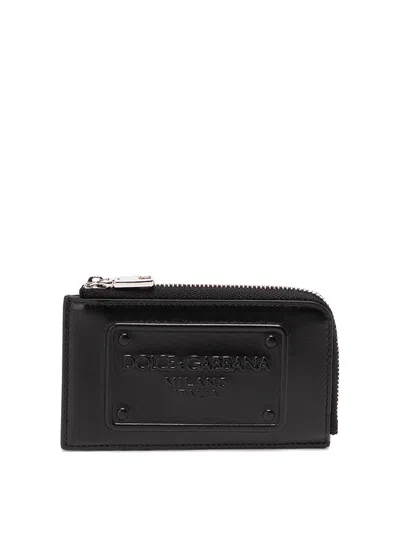 Dolce & Gabbana Card Holder With Embossed Plaque In Black