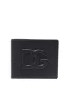 DOLCE & GABBANA BLACK DG LOGO WALLET WITH TONE-ON-TONE LOGO