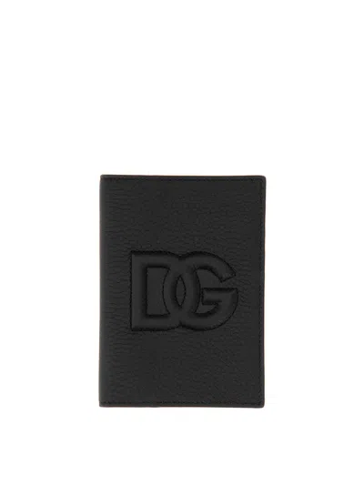 Dolce & Gabbana Leather Passport Holder In Burgundy