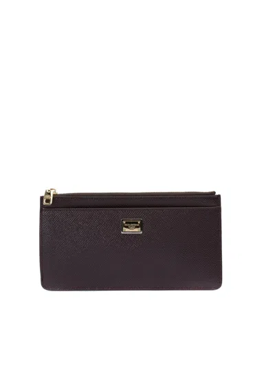 Dolce & Gabbana Large Dauphine Logo Card Holder In Burgundy In Red