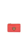 Dolce & Gabbana Devotion Card Holder In Coral Leather In Red