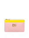 Dolce & Gabbana Leather Cars Holder In Pink