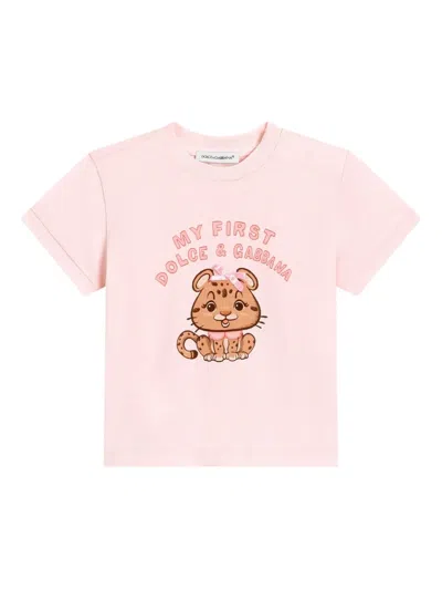 Dolce & Gabbana Babies' T-shirt Mit Cartoon-grafik In Pink