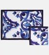 Dolce & Gabbana Casa Blu Mediterraneo Linen Placemat And Napkin Set In Blue