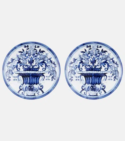 Dolce & Gabbana Casa Blu Mediterraneo Set Of 2 Dessert Plates In Blue