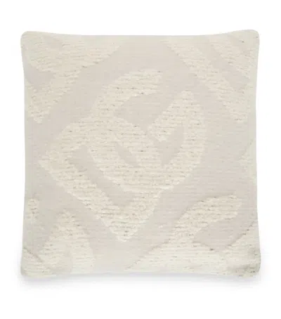 Dolce & Gabbana Casa Bouclé Dg Logo Cushion In Brown