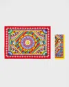 Dolce & Gabbana Casa Carretto Linen Placemat And Napkin Set In Multi