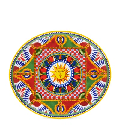 Dolce & Gabbana Casa Carretto Serving Plate In Multi