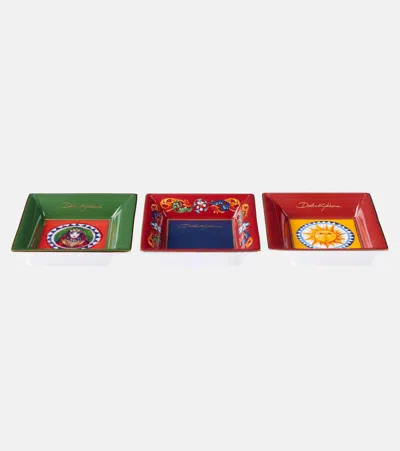 Dolce & Gabbana Casa Carretto Set Of 3 Decorative Trays In Multi