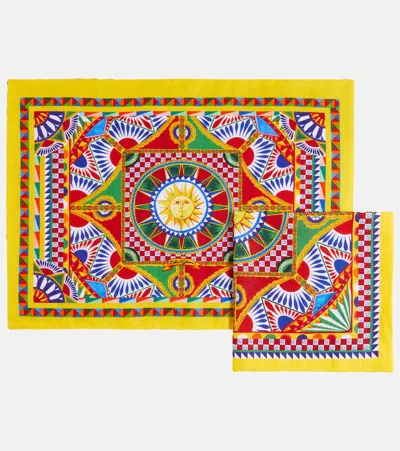 Dolce & Gabbana Casa Carretto Siciliano Placemat And Napkin Set In Misc/carr3