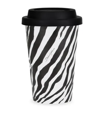 Dolce & Gabbana Casa Ceramic Zebra Travel Mug In Black