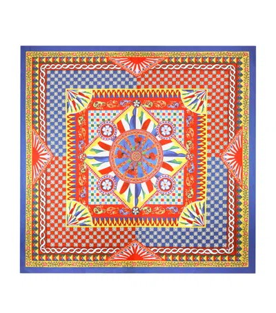 Dolce & Gabbana Casa Cotton Carretto King Fitted Sheet In Multi