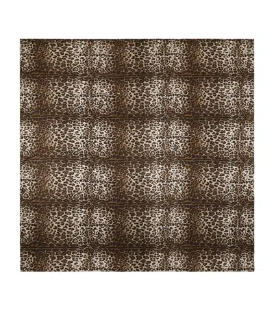 Dolce & Gabbana Casa Cotton Leopard King Fitted Sheet In Brown