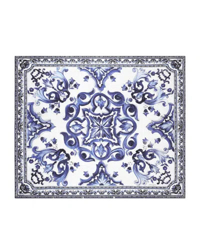 Dolce & Gabbana Casa Cotton Majolica King Duvet Cover In Blue