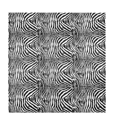 Dolce & Gabbana Casa Cotton Zebra King Fitted Sheet In Black