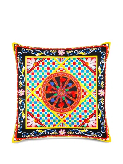 Dolce & Gabbana Casa Graphic-print Cushion In Yellow