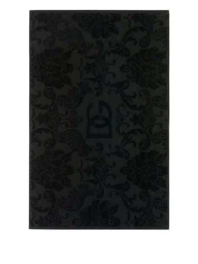 Dolce & Gabbana Casa Jacquard Logo Bath Mat (87cm X 54cm) In Black