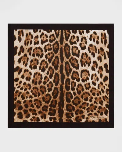 Dolce & Gabbana Casa Leopard Linen Napkins, Set Of 2 In Animal Print
