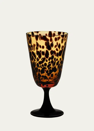 Dolce & Gabbana Casa Leopard Murano Wine Glass In Animal Print