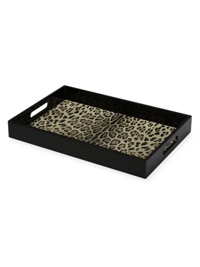 Dolce & Gabbana Casa Leopard Rectangular Tray In Black