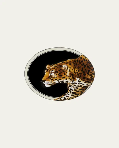 Dolce & Gabbana Casa Leopard Serving Plate In Black