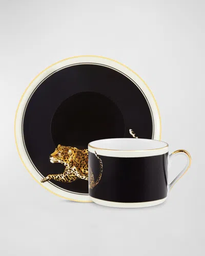 Dolce & Gabbana Casa Leopard Tea Cup And Saucer Set In Multi