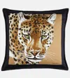 Dolce & Gabbana Casa Leopardo Small Canvas Cushion In Multicoloured
