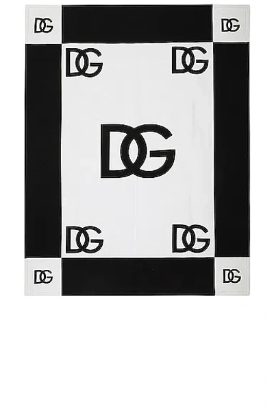 Dolce & Gabbana Casa Logo Blanket In Black & White