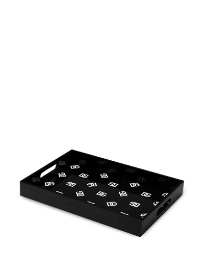 Dolce & Gabbana Casa Logo-print Rectangular-shape Tray (46cm X 30cm) In Black