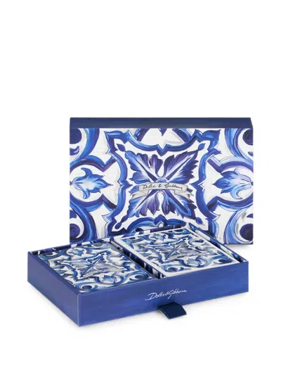 Dolce & Gabbana Casa Maiolica Poker Set In Blue