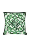 Dolce & Gabbana Casa Small Silk Canvas Cushion In Green