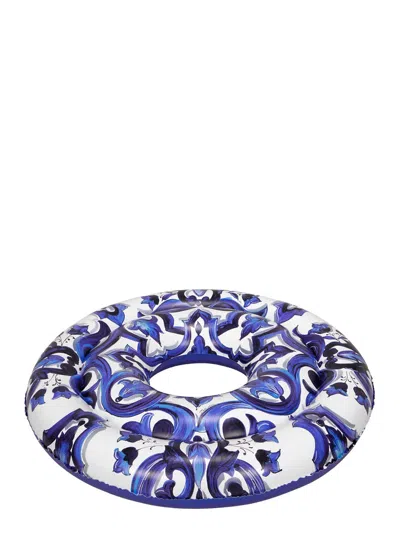 Dolce & Gabbana Casa Majolica Print Inflatable Home Accessory In Blu