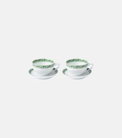 Dolce & Gabbana Casa Majolica Set Of 2 Teacups And Saucers In White