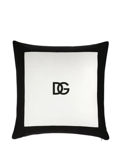 Dolce & Gabbana Casa Monogammed Square Cushion (60cm X 60xm) In White