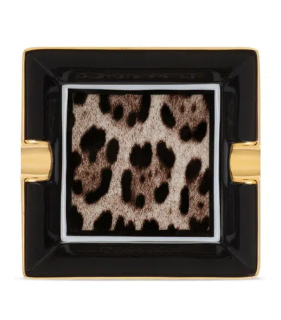 Dolce & Gabbana Casa Porcelain Leopard Ashtray In Multi