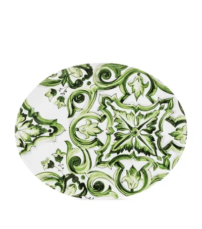 Dolce & Gabbana Casa Porcelain Majolica Serving Plate In Green