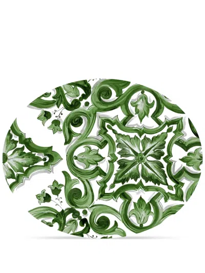 Dolce & Gabbana Casa Porcelain Platter In Green