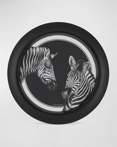 Dolce & Gabbana Casa Round Metal Tray In Zebra